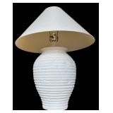 FR - Textured White Ceramic Table Lamp with Shade