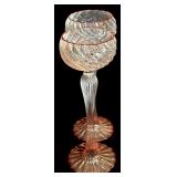 LR - Set of 2 Tall Swirl Glass Candle Holders and 1 Mini Glass Holder with Red Candle