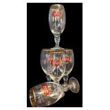 FR - Set of 5 Stella Artois Gold Rim 7.5-Inch Beer Chalice Glasses