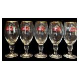 FR - Set of 5 Stella Artois Gold Rim 7.5-Inch Beer Chalice Glasses