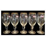 FR - Set of 5 Stella Artois Gold Rim 7.5-Inch Beer Chalice Glasses