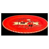 SR - Vintage 19 Inch Red Metal Serving Tray with Chef and BBQ Design