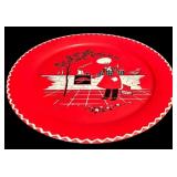 SR - Vintage 19 Inch Red Metal Serving Tray with Chef and BBQ Design