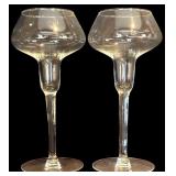LR - Vintage Glass Stemware Pair and Faceted Pedestal Candleholder Set