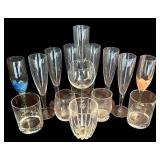 FR - Collection of 13 Glasses Including Champagne Flutes and Tumblers