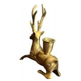 FR - Set of 2 Brass Reindeer Candle Holders, 8 Inches Tall