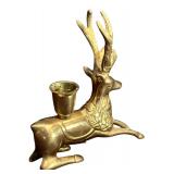 FR - Set of 2 Brass Reindeer Candle Holders, 8 Inches Tall