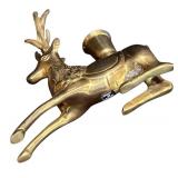 FR - Set of 2 Brass Reindeer Candle Holders, 8 Inches Tall
