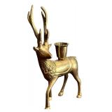 FR - Set of 2 Brass Reindeer Candle Holders, 8 Inches Tall