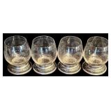 FR - Set of 2 1972 Century Club Pewter Mugs and 4 Etched Glasses with Pewter Base