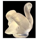 LR - Lalique France Frosted Crystal Swan Figurin
