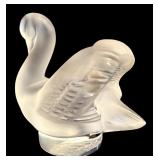 LR - Lalique France Frosted Crystal Swan Figurin