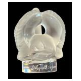 LR - Lalique France Frosted Crystal Swan Figurin