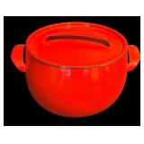 K - Vintage Dansk Red Enamel Cast Iron Pot with Lid
