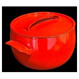 K - Vintage Dansk Red Enamel Cast Iron Pot with Lid