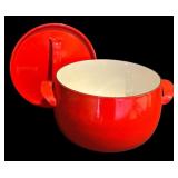 K - Vintage Dansk Red Enamel Cast Iron Pot with Lid