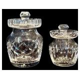 FR - Set of 5 Cut Crystal Decorative Pieces Including Footed Jar, Jars, Bell, and Basket