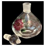 LR - Vintage Orrefors Sweden Crystal Candle Holder and Floral Perfume Bottle Set