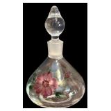 LR - Vintage Orrefors Sweden Crystal Candle Holder and Floral Perfume Bottle Set