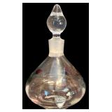 LR - Vintage Orrefors Sweden Crystal Candle Holder and Floral Perfume Bottle Set