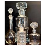 FR - Set of 4 Glass Decanters with Stoppers, Tallest 12 Inches
