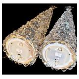 LL - Set of 2 Icy Craft Lighted Acrylic Christmas Trees and 2 Ornament Decor Pieces