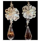 LL - Set of 2 Icy Craft Lighted Acrylic Christmas Trees and 2 Ornament Decor Pieces