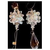 LL - Set of 2 Icy Craft Lighted Acrylic Christmas Trees and 2 Ornament Decor Pieces