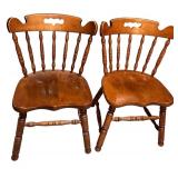 LL - Pair of Vintage Tell City Vintage Spindle Back Dining Chairs