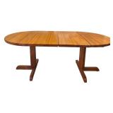 LL - Vintage Round Dining Table with 2 Leaves and Pedestal Base