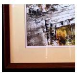 LL - Lou Roman Framed Original Harbor Scene Watercolor Painting