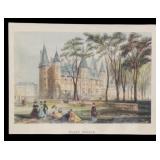 LL - Pair of Framed Vintage Prints - Angers & Place Ducale, 11x13 Inches