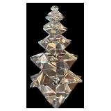 LL - Collection of Glass and Acrylic Christmas Trees with Brass Deer Figurine