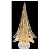 LL - Collection of Glass and Acrylic Christmas Trees with Brass Deer Figurine