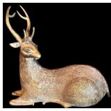 LL - Collection of Glass and Acrylic Christmas Trees with Brass Deer Figurine