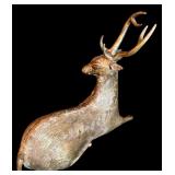 LL - Collection of Glass and Acrylic Christmas Trees with Brass Deer Figurine