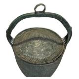 LL - Large Vintage Woven Basket with Lid and Handle 30" Tall