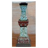 LL - Decorative Table Lamp with Patterned Ceramic Base and Fabric Shade