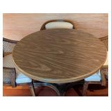 LL - Wooden Vintage Dining Set / Game Table Set with 4 Cane-Back Rolling Chairs and 42 Inch Round Table