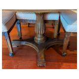 LL - Wooden Vintage Dining Set / Game Table Set with 4 Cane-Back Rolling Chairs and 42 Inch Round Table