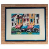LL - Framed Colorful European Street Scene Print