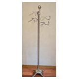 LL - Vintage Brass Coat Rack with Ornate Scroll Arms