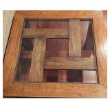 LL - Vintage Drexel Wooden Side Table with Glass Inset