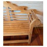 LL - Large Blonde Wood Bench with Decorative Back