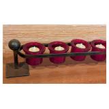 LL - Jan Barboglio Long Wrought Iron Votive Candle Holder with 12 Red Glass Votive Holders