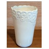 LL - 11-Inch Italian Ceramic Vase with Embossed Floral Motif