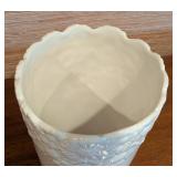 LL - 11-Inch Italian Ceramic Vase with Embossed Floral Motif