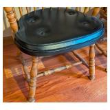 LL - Pair of S. Bent & Bros Colonial Windsor Arm Chairs with Black Cushions