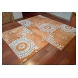 LL - Pair of Pottery Barn Kaley Wool Rugs 5x8 and 3x5 Floral Orange