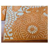 LL - Pair of Pottery Barn Kaley Wool Rugs 5x8 and 3x5 Floral Orange